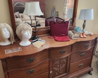 Wigs, dresser, handbags