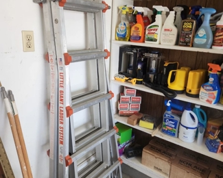 Ladder, flashlights, cleaning supplies