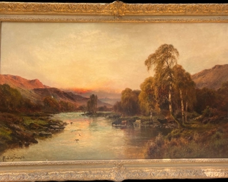 Alfred Breanski Oil on Board Landscape of Scottish Countryside 30" x 50"