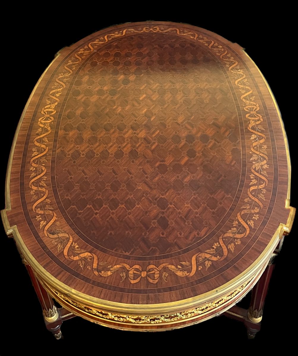 François Linke Marquetry & Inlaid Table with Ormolu
