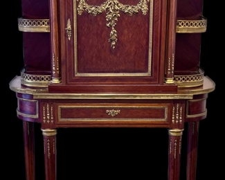 Antique Napoleon III style French Cabinet with Side Shelves, Center Cabinet, and Ormolu Mounts