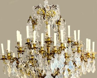 Glorious Gilt Bronze & Crystal Multi-Tiered Chandelier
5'x5'