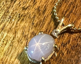STAR Sapphire Pendant on 14K GOLD Necklace