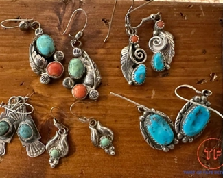 Sterling SILVER with Turquoise Earrings 