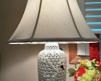 MORIHIRO SANGYO Blanc De Chine Reticulated Lamp with Cherry Blossoms