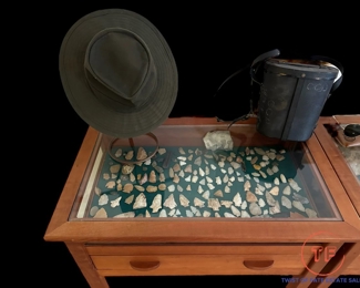 Handmade Cherry Wood Display Cabinets with Collection of Arrowheads