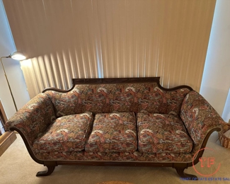 Antique Victorian Carved Mahogany Duncan Phyfe Style Sofa