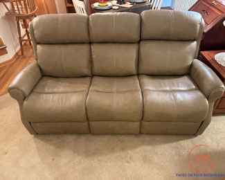 BERNHARDT Studded Leather Powered Sofa