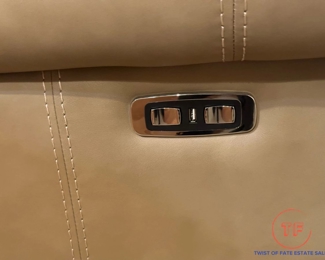 BERNHARDT Studded Leather Powered Sofa