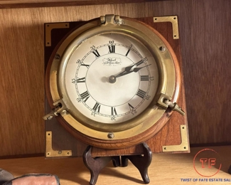 Vintage WUERSCH FALL RIVER MASS Brass Ship Nautical Clock