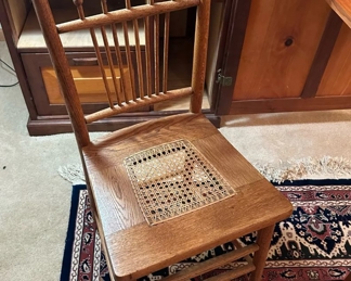 Antique Stick and Ball Chair with Cane Seat