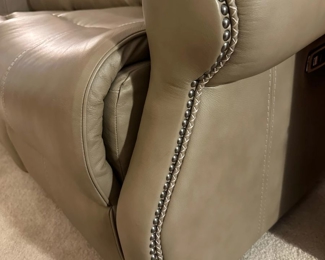 BERNHARDT Studded Leather Powered Sofa