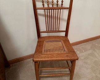 Antique Stick and Ball Chair with Cane Seat