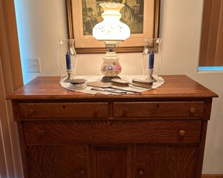Antique Tiger Oak Sideboard with Claw Feet