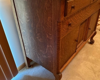 Antique Tiger Oak Sideboard with Claw Feet