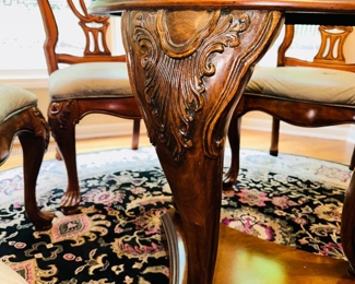 $400
ROUND GLASS TABLE WITH WOOD PEDESTAL AND CHAIRS 
TABLE 54”DIA x 30”H
CHAIR 24”W x 23”D x 43”H