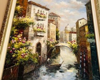 $800
LARGE OIL ON CANVAS PAINTING BY R. JULIAN
VENETIAN SCENERY
70”H x 58”W