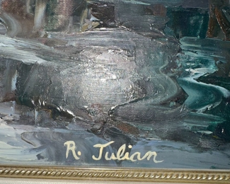 $800
LARGE OIL ON CANVAS PAINTING BY R. JULIAN
VENETIAN SCENERY
70”H x 58”W