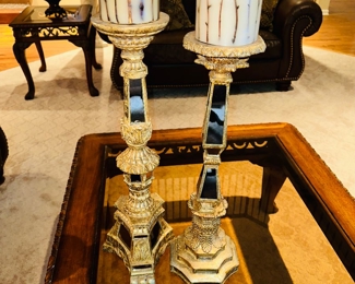 $35 PAIR
GOLD MIRRORED CANDLE HOLDERS 