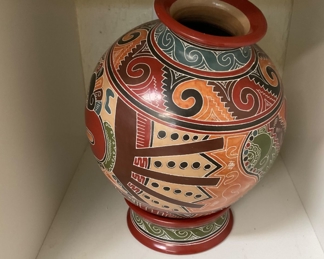 Helio Gutierrez, Nicaraguan Pottery Vase/Urn with Stand