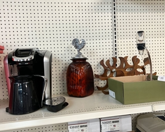 Keurig, rooster canister, wine items