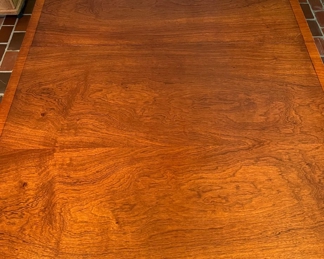 Dining Room:  This is a view of the table top [with no leaves] before it was set for guests. Notice the subtle banding.  
