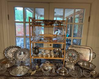 Dining Room:  More silver-plate and crystal are displayed for you.  Think holiday decorating!