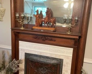 Antique Mantle # 2 - No provenance.  6' tall.  Items on mantle not included.