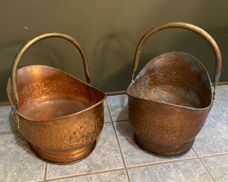 Close up pic - Large Copper Log Buckets
