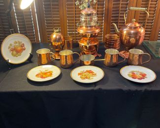 Copper serving pieces and more.