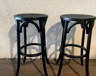Black Rattan Stools 40in H x 14in W