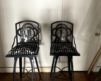 Black Metal Bartsools with cushions 24in H (seat) x 15in W
