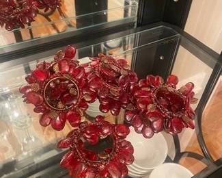 RED BEADED NAPKIN HOLDERS