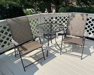 Outdoor table + 2 chairs,  $60