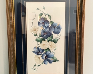 Blue & white Morning Glory framed print, 21.5"W x 32.5"H,  $28
