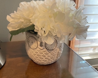 Floral w/ owl planter, approx 9"H,  $12