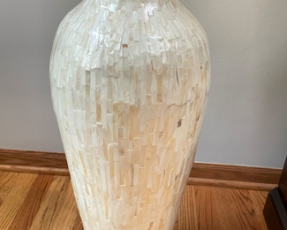 Additional view of white capiz vase ~~