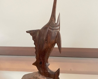 Wooden Hand Carved Marlin  Swordfish Scultpure, 9"H, ,  $24 