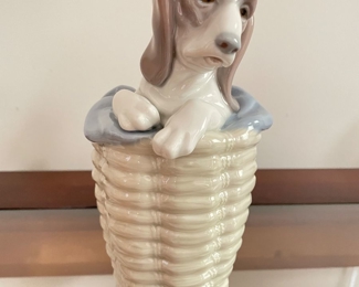 Lladro dog in a basket, #1128,  $30
