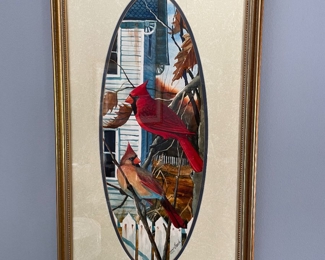Framed red cardinal print, 13.5"W x 25"H,  $15
