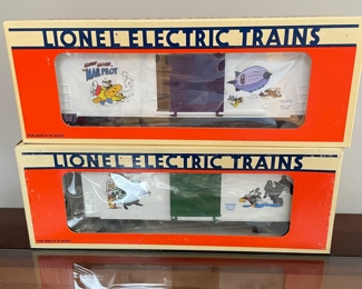 Lionel 6-19261 Train The Perils of Mickey Hi-Cube Boxcar 1, $14.    Lionel 6-19262 Train The Perils of Mickey Hi-Cube Boxcar 2,  $14