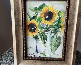Sunflower print framed, Approx 9"H,  $10