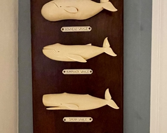 3D plaque of 4 whale types, 15"H,  $14
