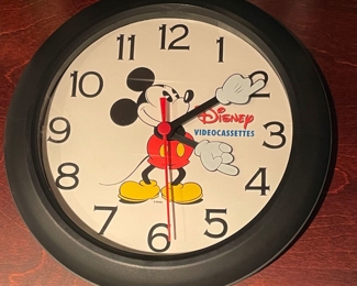 Vintage Micky Mouse Videocassettes wall Clock, 10" diameter,  1980's promo,  $24