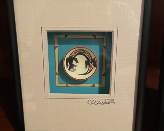 K. Besowshek framed painted small southwest bowl #1, $7 