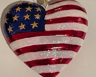 Christopher Radko Brave Heart Shaped Red cross U.S. Flap 911 Christmas ornament, $25