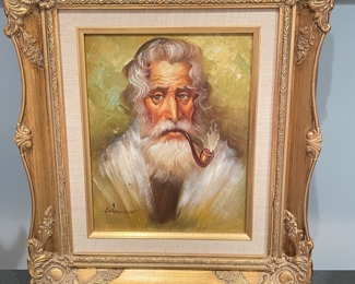 Old man smoking a pipe, 13"W x 16"H, $68