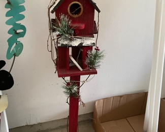 Red birdhouse stand, 38"H,  $38