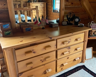 Log cabin style queen bedroom set- dresser with mirror