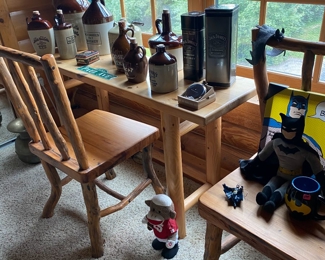 Log cabin queen bedroom set- desk table with two chairs